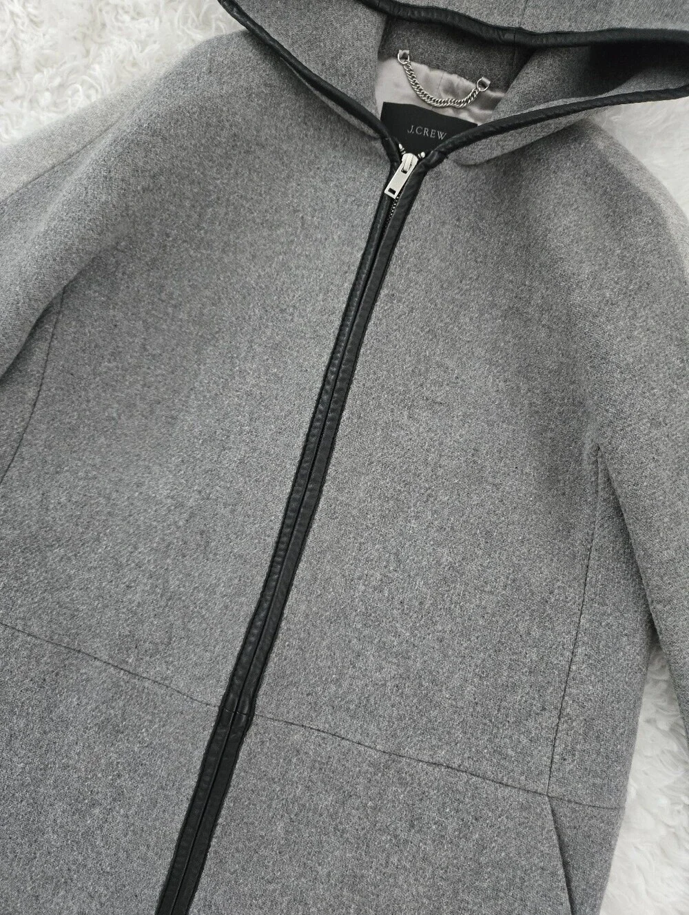 J.Crew Wool Blend Stadium-Cloth Italian mill Nello Gori Hooded Zip Coat. Size 8
